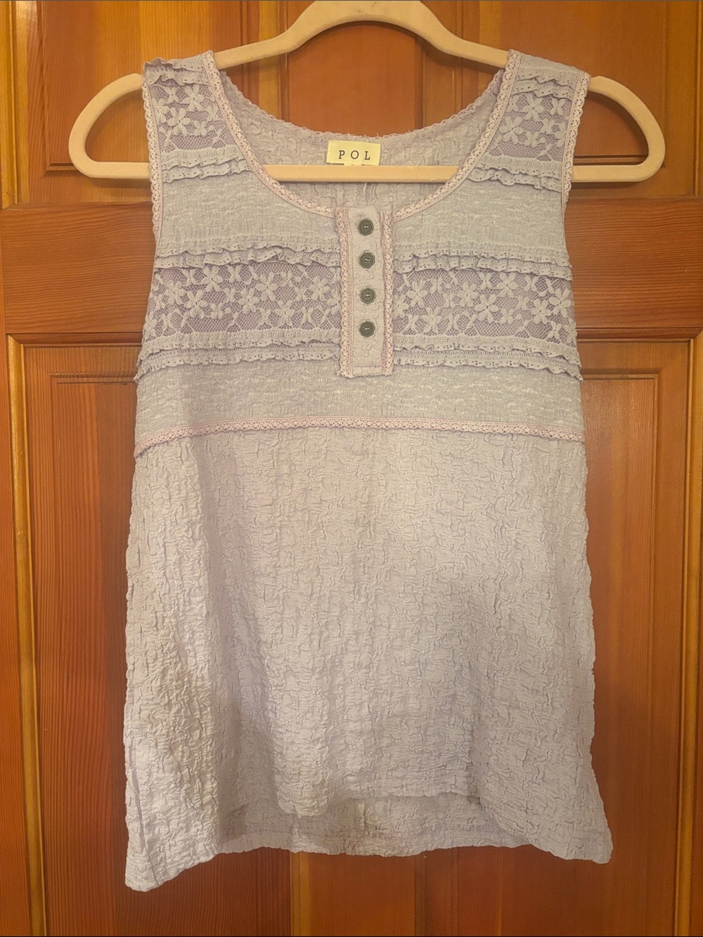 NEW POL Lavender Lace Yoke Sleeveless Tank